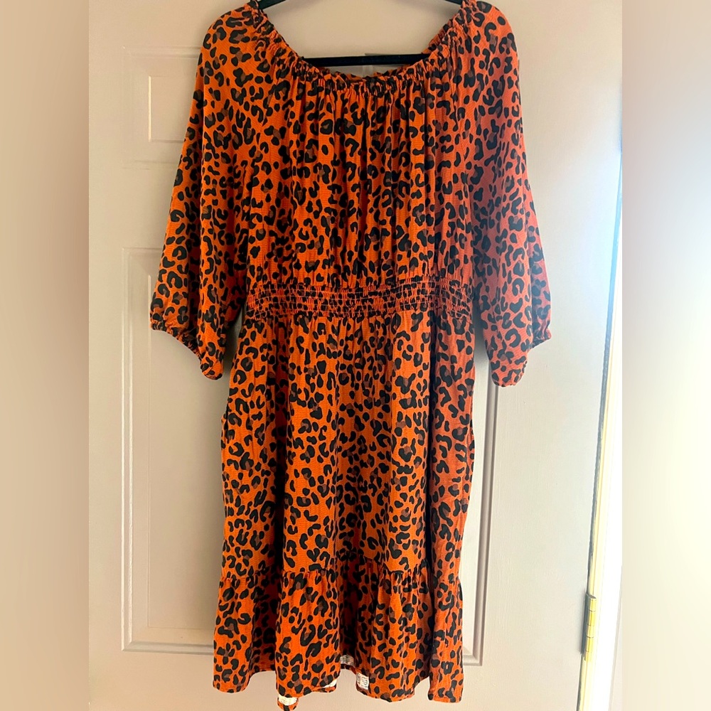 Knox Rose Sz L Animal Print Dress in Brown and Black